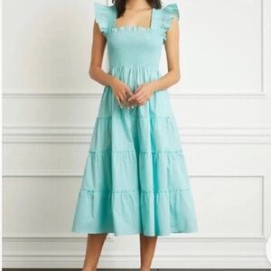 HILL HOUSE HOME Ellie Nap Dress Poplin Midi Bay Blue. XXS